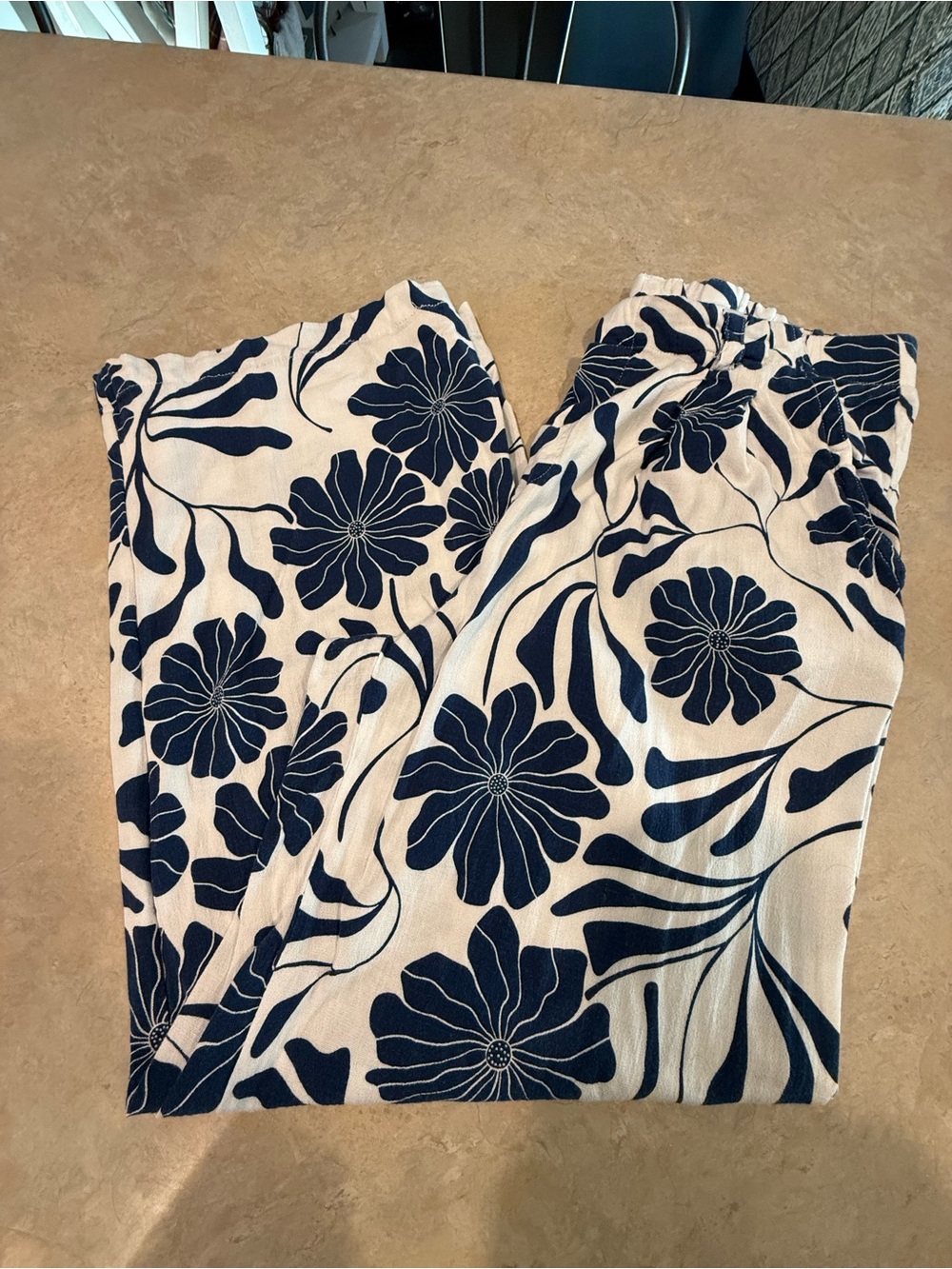 LuLaRoe Navy and White Floral Boot Cut Pants